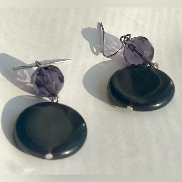 Earrings, (GUC) pierced purple glass jewelry - Picture 15 of 16